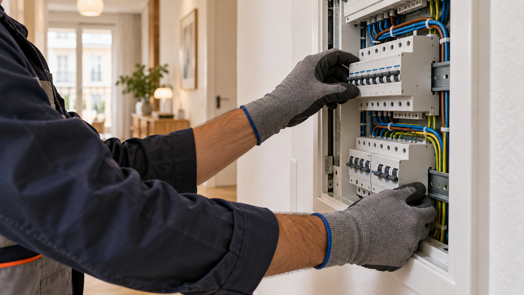 Cuadro eléctrico ordenado en una vivienda